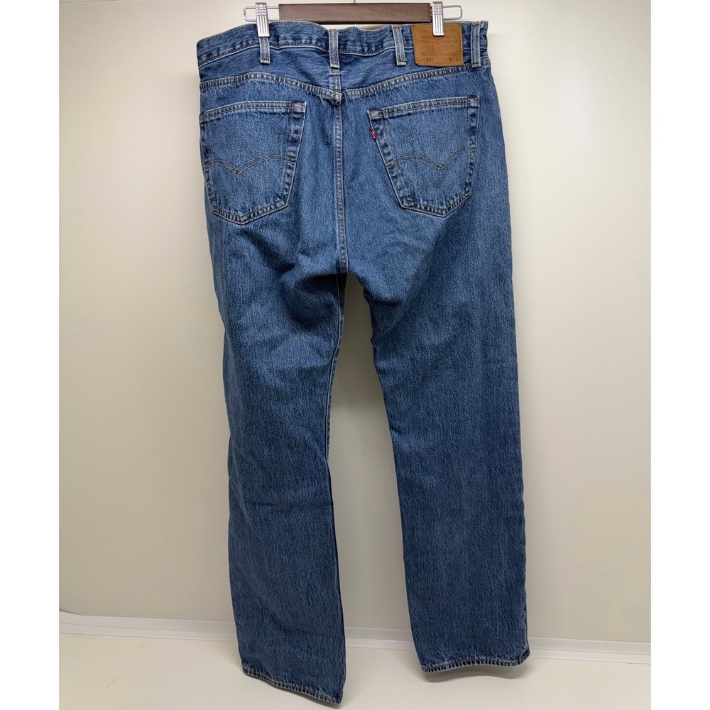 Levi's Jeans Men's 38 Blue 501 Premium Dark Wash Button Fly Straight Denim 38x34 - Picture 2 of 10